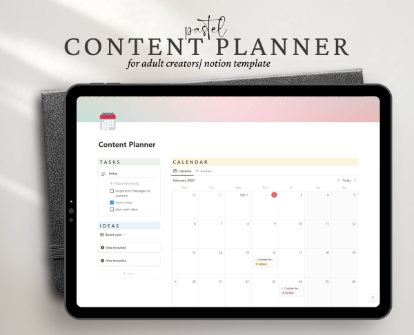 Content planner organiser for Notion - pastel photo