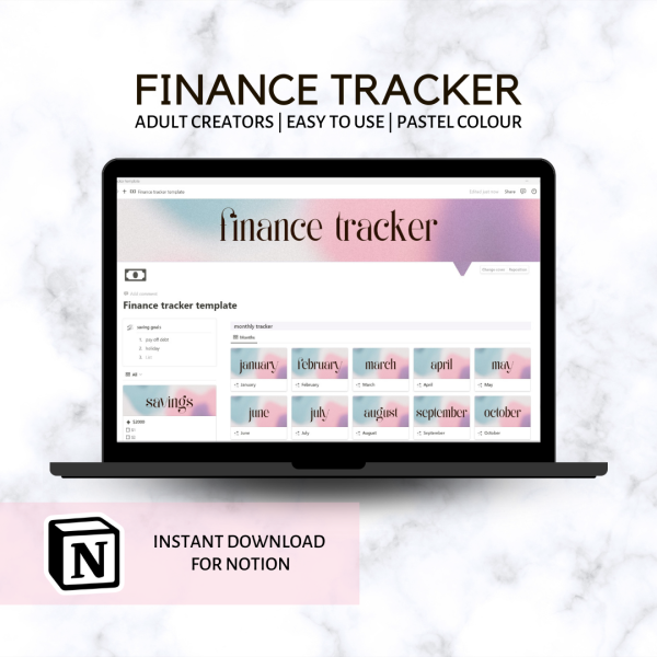 Finance Budget Tracker for Notion - pastel photo