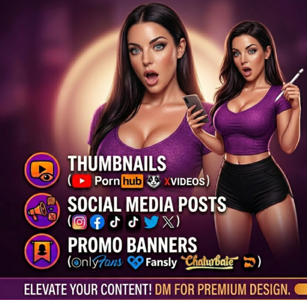 Thumbnail with social media posts and banners